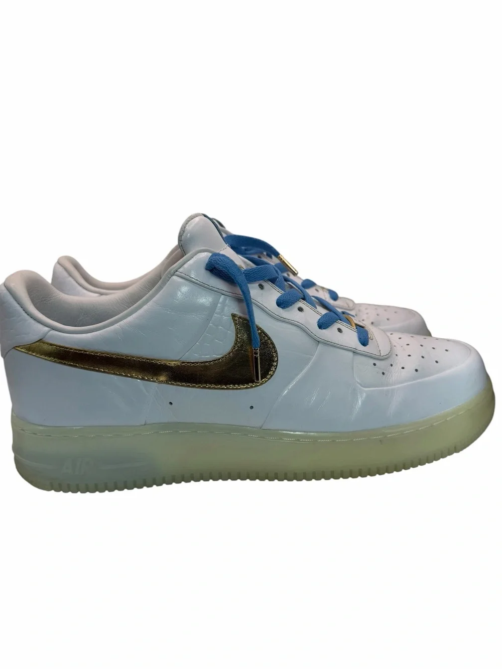 Nike Air Force 1 Low Supreme Rio Ferdinand 2009 White Gold Blue Men’s Size 14